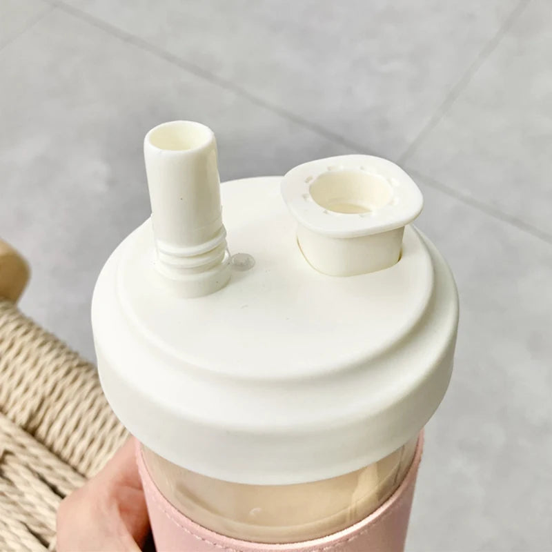 Cute Pearl Milk Tea Straw Plastic Water Bottle | Large Capacity Drinkware