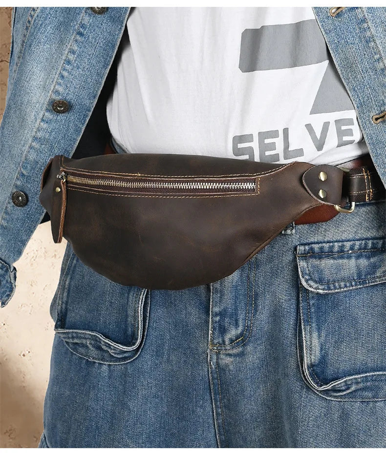 Men's RFID Anti-Theft Genuine Leather Sling Bag | Versatile Travel Pack