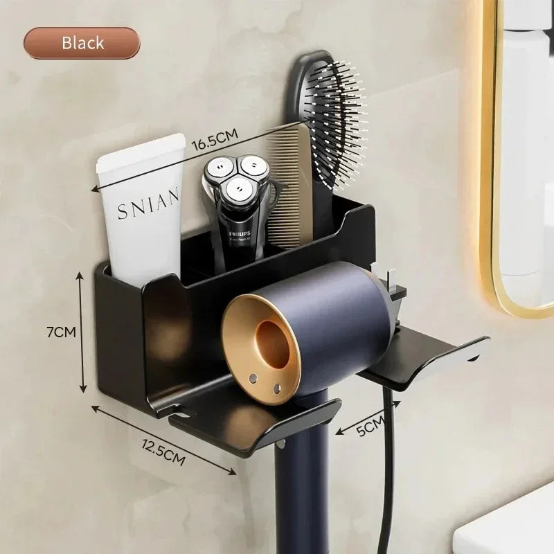 Hair Dryer Holder | Wall-Mounted Organizer for Bathroom Accessories