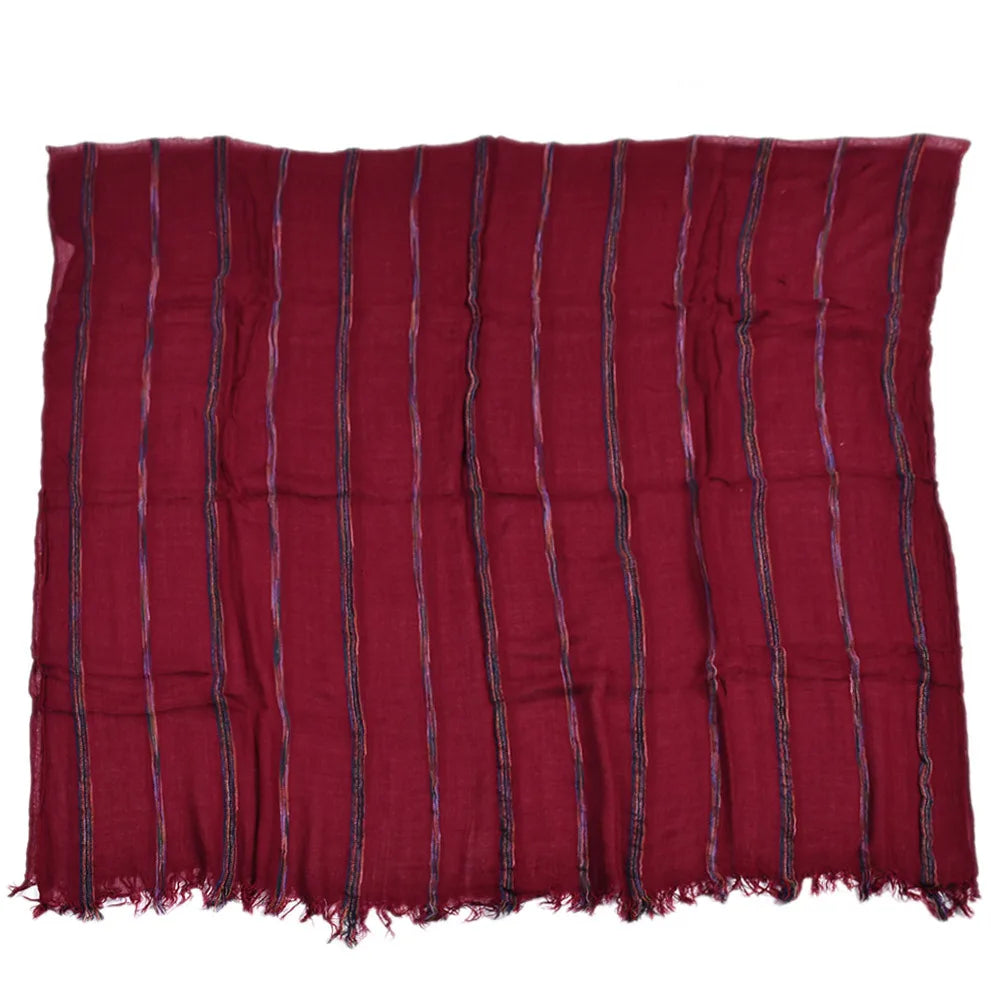 Cotton Linen Striped Men's Scarf | Warm Autumn Winter Accessories