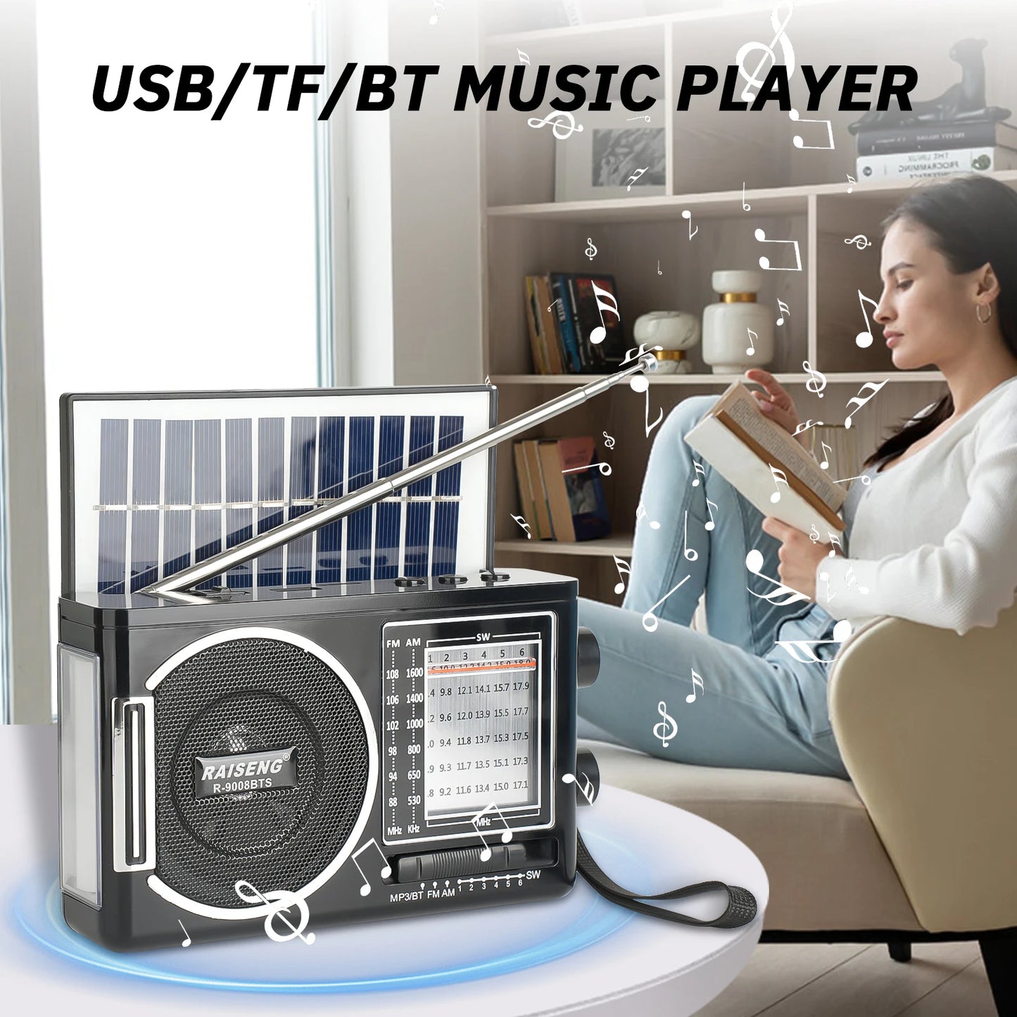 Portable Solar Radio | AM/FM Speaker with USB/TF Playback