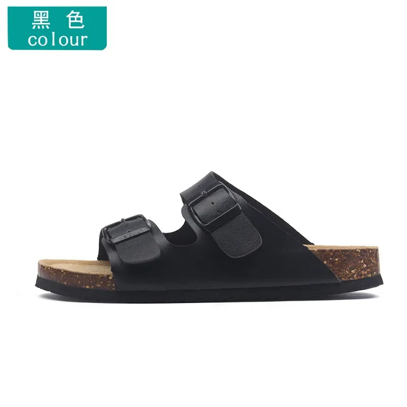 Men's Casual Buckle Cork Slippers | Comfortable Summer Footwear