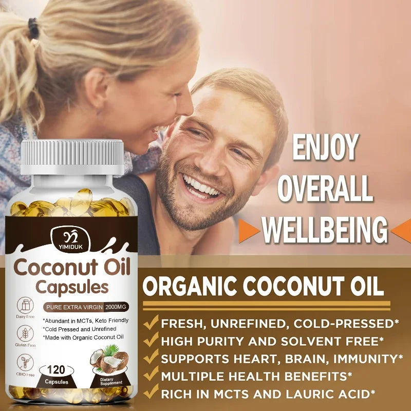 2000mg Coconut Oil Capsules | Boost Metabolism & Nourish Skin