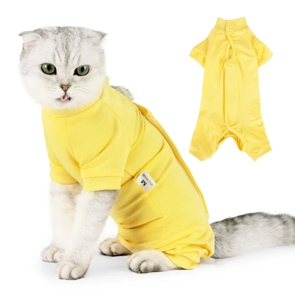 Traje de recuperación ajustable para gatos | Tejido suave para una curación cómoda