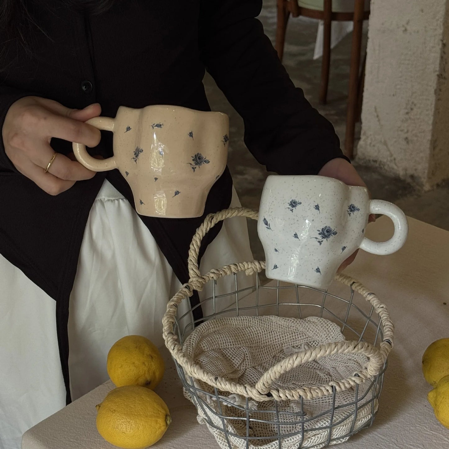 Handmade Blue Rose Ceramic Mug | Elegant Drinkware for All