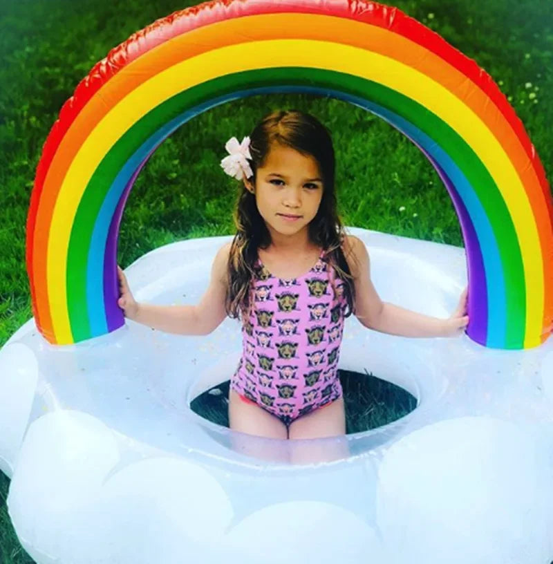 Rainbow Inflatable Swimming Ring | Fun Pool Float for All Ages