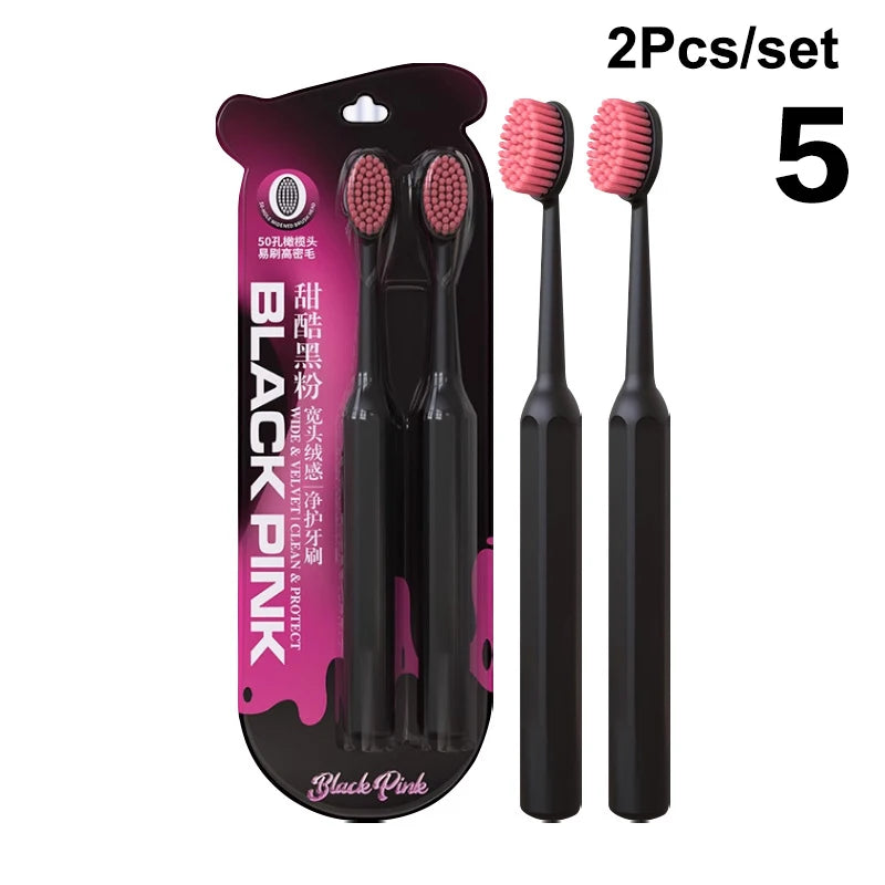 2 Pcs Whole Mouth Clean Toothbrush Ultra-Fine Soft Hard Bristle Toothbrush For Adults Excellent Cleaning Effect Whitening Teeth