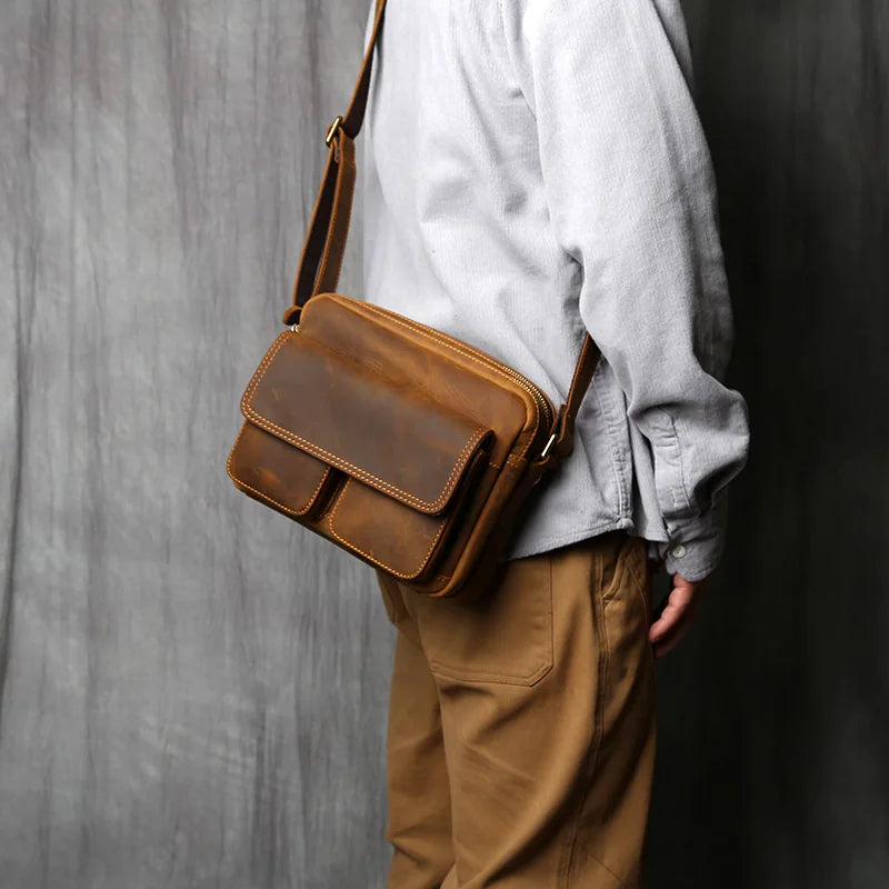 Retro Leather Messenger Bag for Men | Stylish and Functional