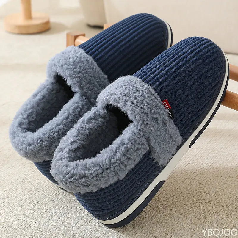 Cozy Winter Plush Couple Bag Heel Slippers | Soft Indoor Shoes