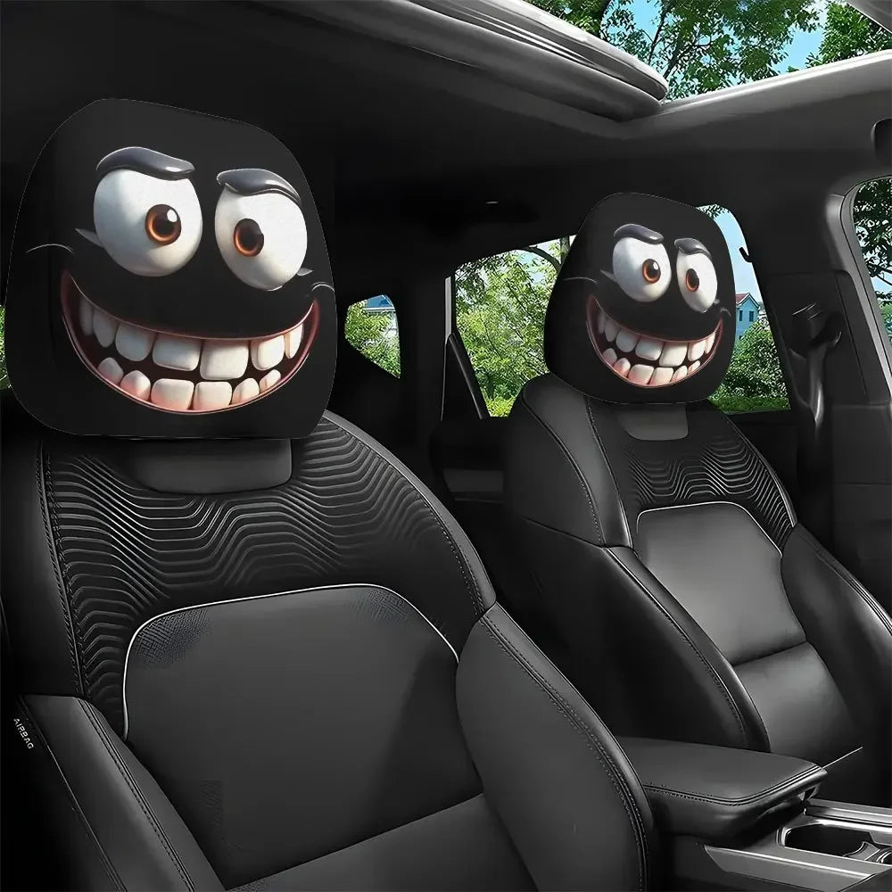 2pcs Smiley Face Printed Car Pillowcases | Soft & Fun Cushions