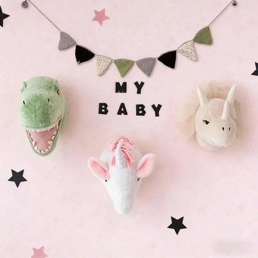 Animal Head Wall Decor | Cute Plush Animal Hanging Mounts for Kids