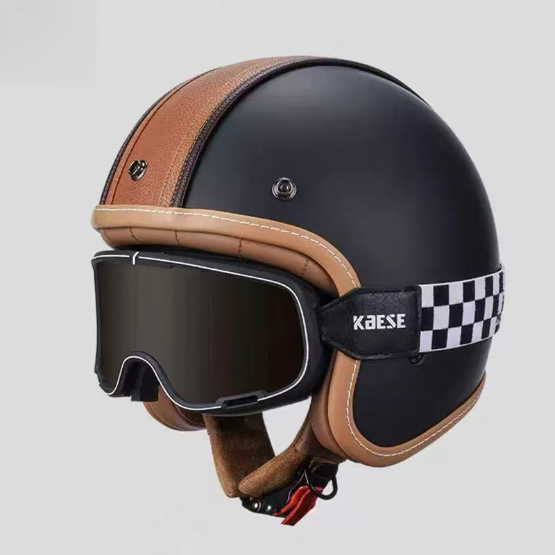 Retro Open Face 3/4 Motorcycle Helmet with Colorful Lens | DOT Certified