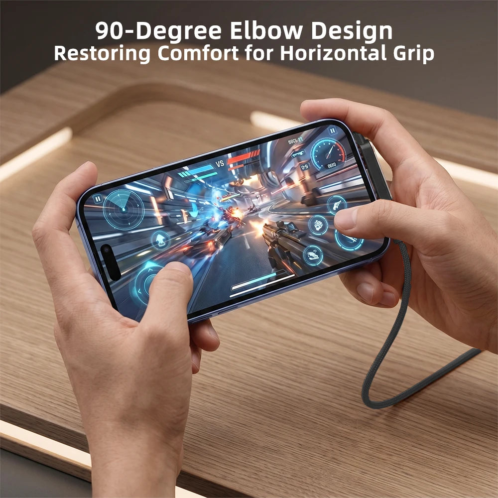 1.5M Fast Charging USB-C Cable & Foldable Phone Stand | 90° Elbow