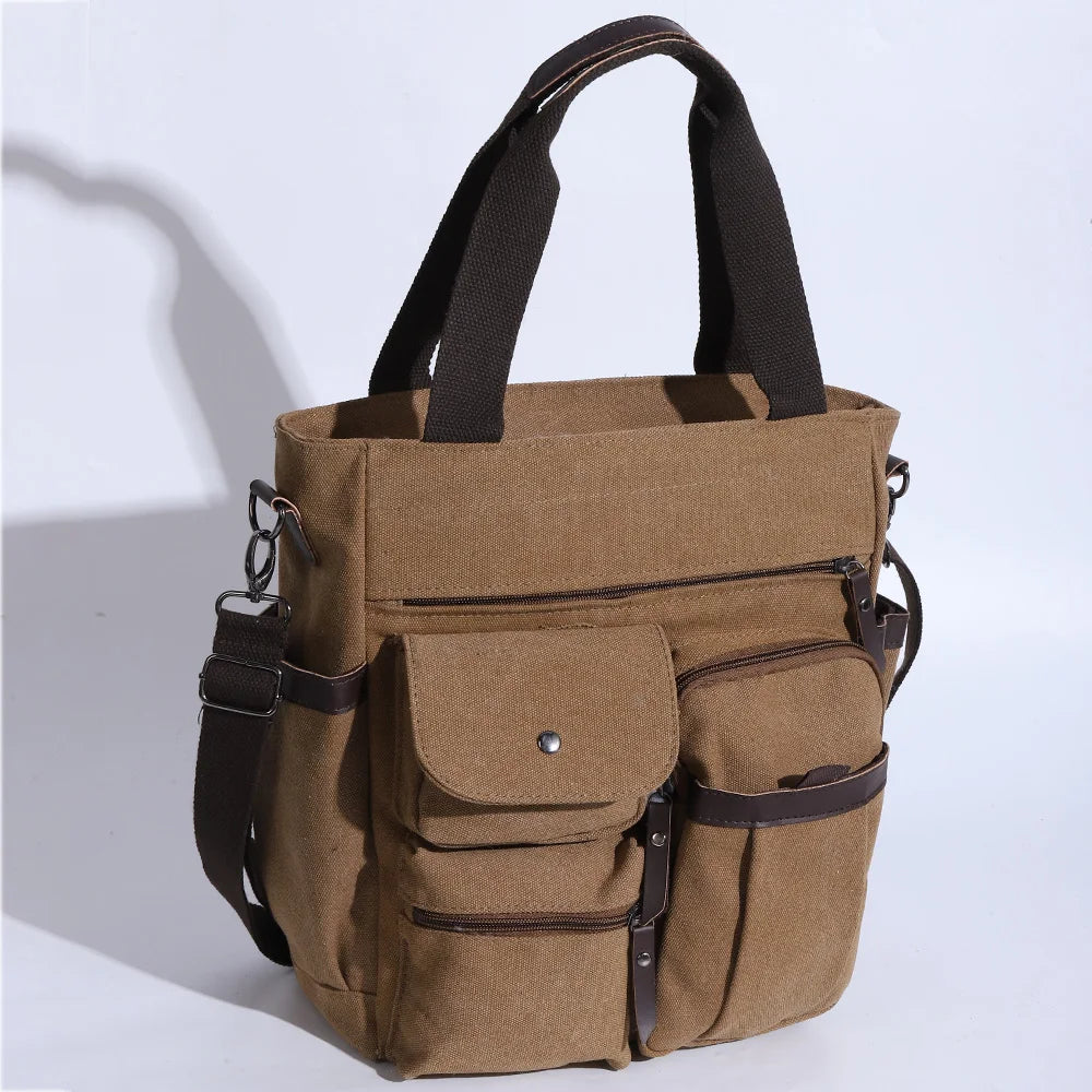 Men's Vintage Canvas Shoulder Bag | Large Capacity Briefcase
