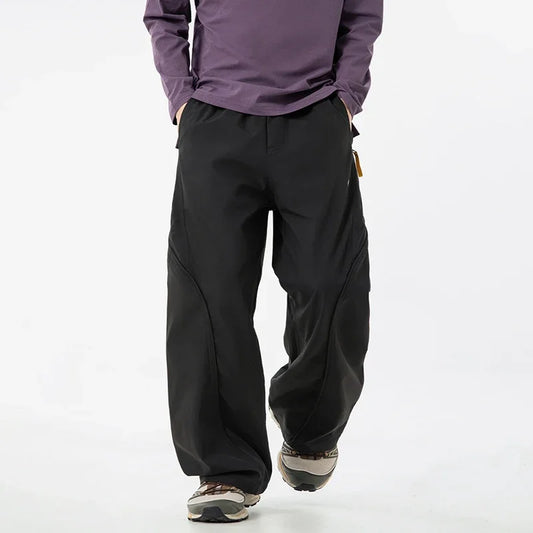 Pantalones de Hombre con Bolsillos con Cremallera y Cintura Elástica para Otoño | Pantalón Elegante