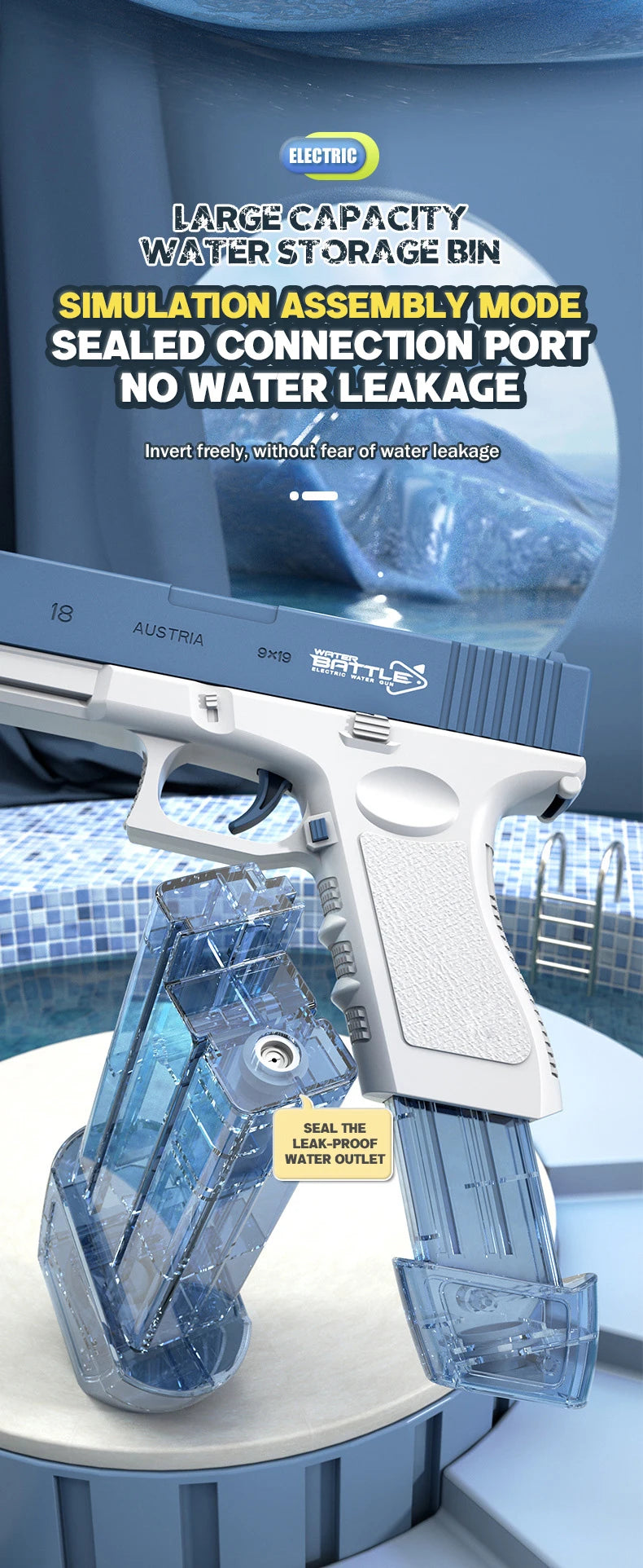 Electric Water Gun Pistol | Long Range Fun for Kids