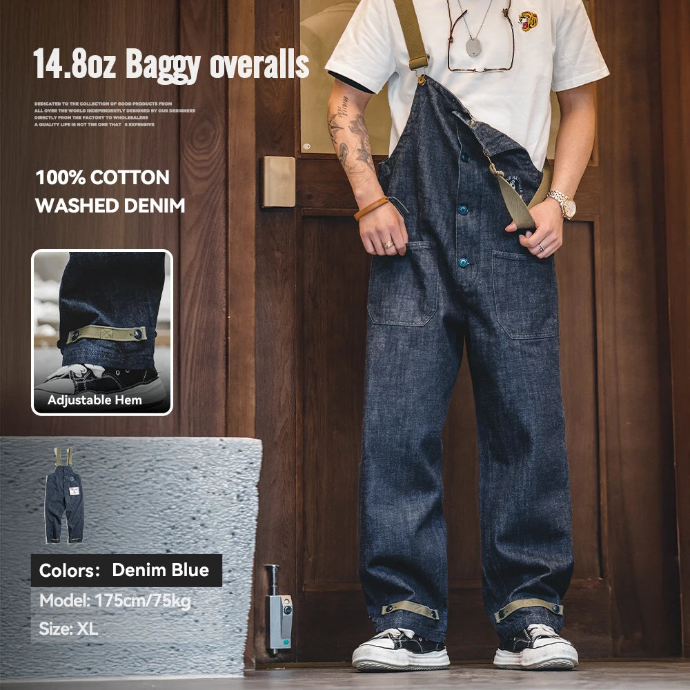 Men's Vintage Deck Strap Pants | Stylish Denim Straight Leg Jeans