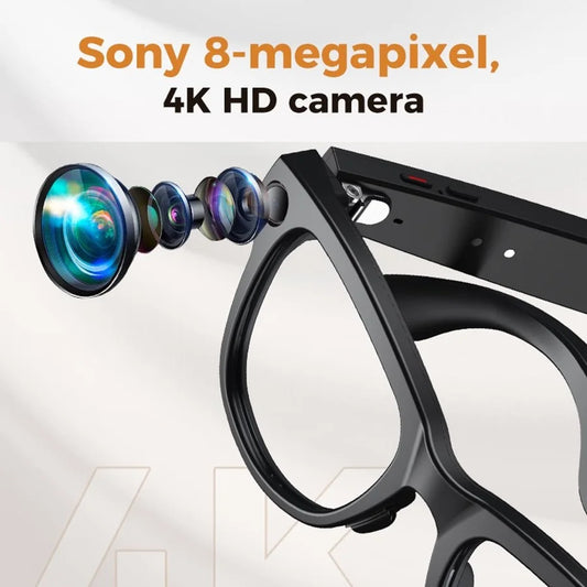 Gafas inteligentes de IA recargables | Cámara HD de 800W y asistente de voz
