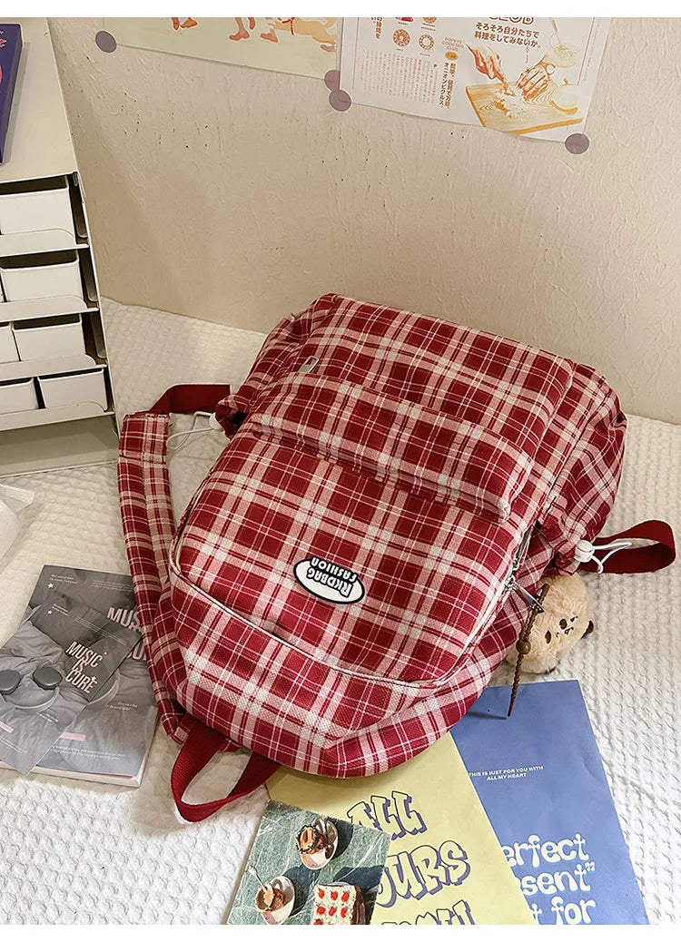 Large Capacity Plaid Backpack | Versatile Travel & School Bag