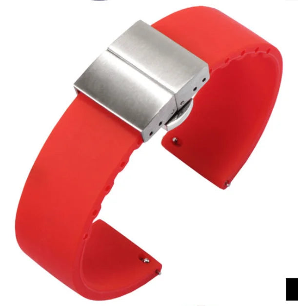 Soft Silicone Quick Release Watchband with Butterfly Buckle