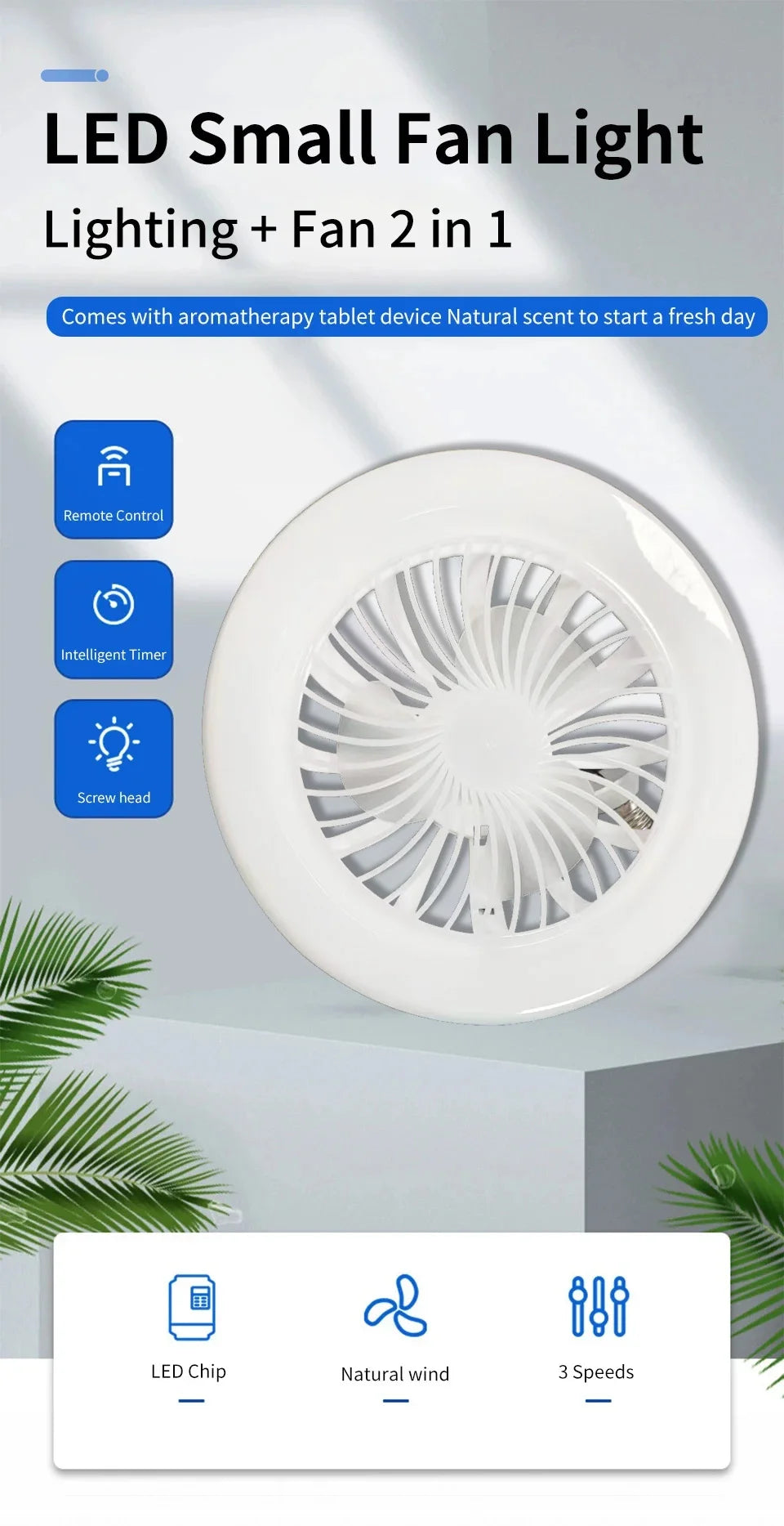 2 In 1 Ceiling Fan Lamps | Adjustable LED Decorative Light
