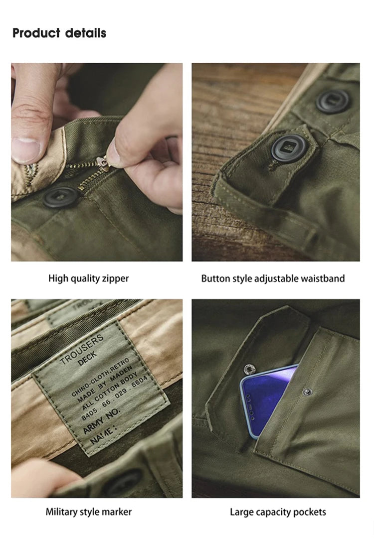 Men's Vintage Cargo Pants | All-Season Cotton Tapered Trousers 2026