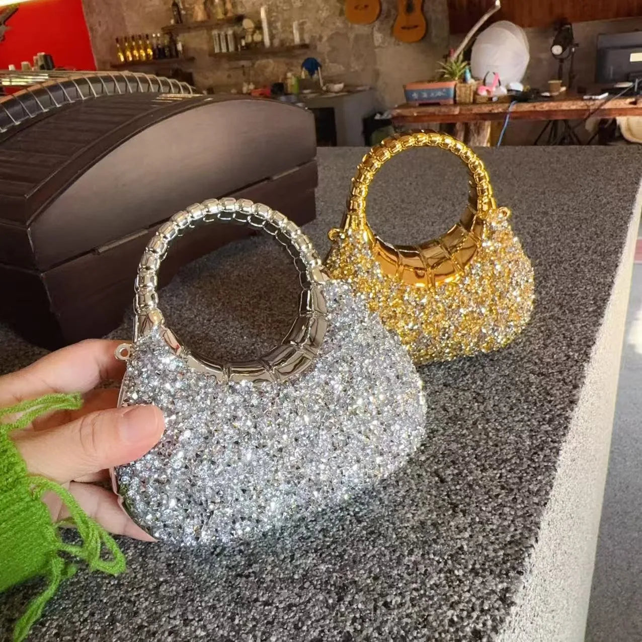 Mini Golden Pink Evening Bag | Luxury Clutch for Parties