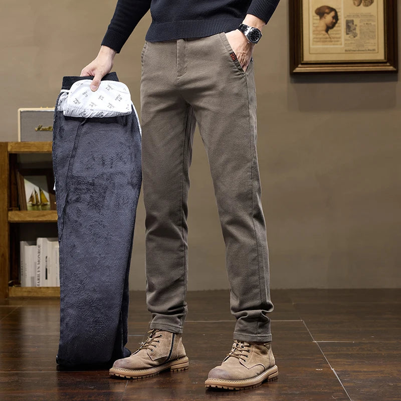 Warm Fleece Lined Jeans for Men | Slim Fit Thermal Denim Pants