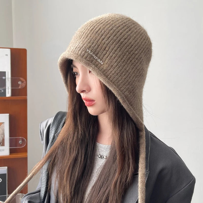 Women's Cute Knitted Earflap Beanie | Cozy Winter Warm Hat