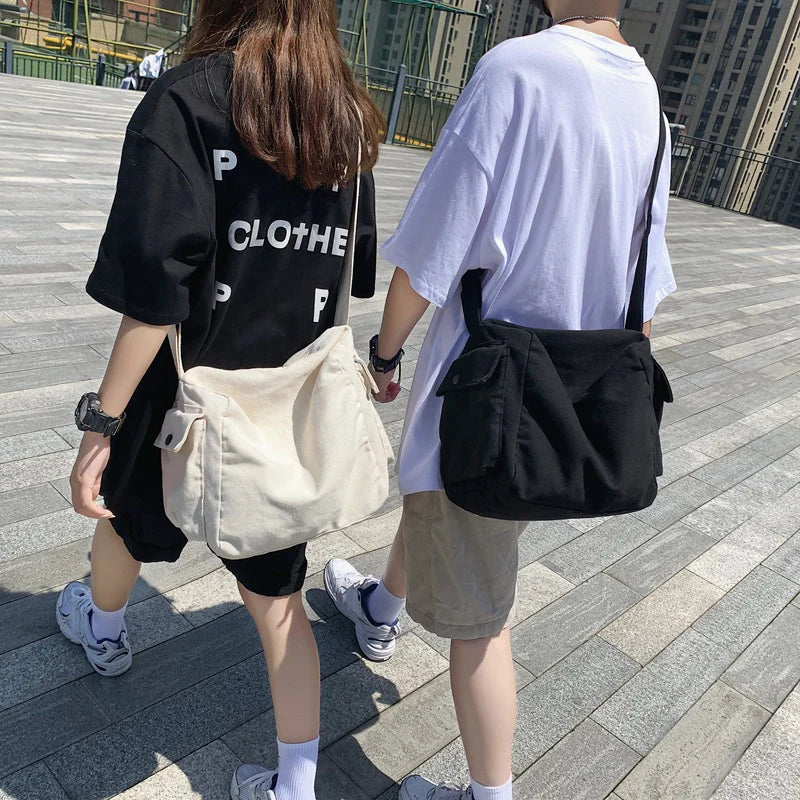Unisex Canvas Bag | Stylish Korean Student Book Bag