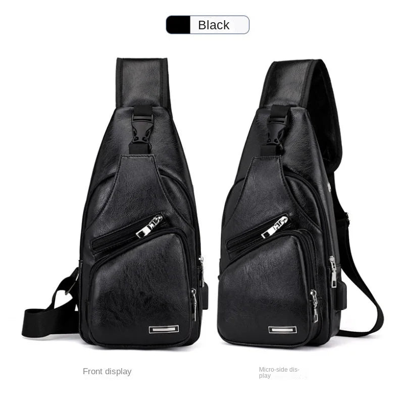 Men's Chest Bag with Headphone Hole | Versatile USB Shoulder Pack