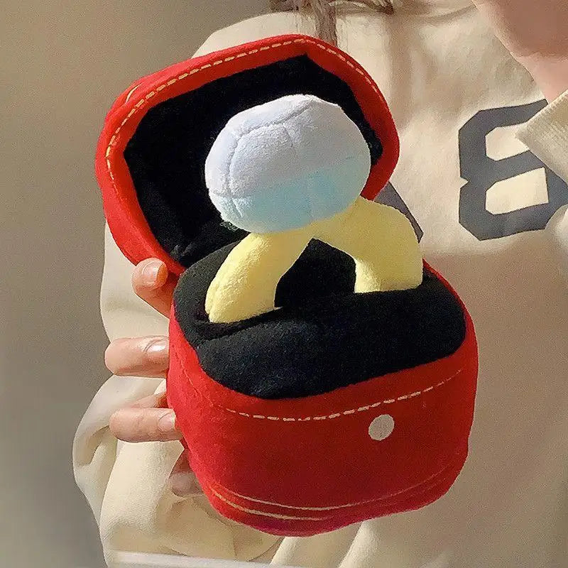 Big Diamond Plush Doll Ring Box Pet Chew Toy for Dogs