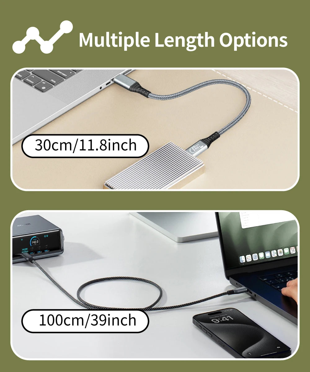 240W USB 3.2 Extension Cable | High-Speed Data Transfer & Charging
