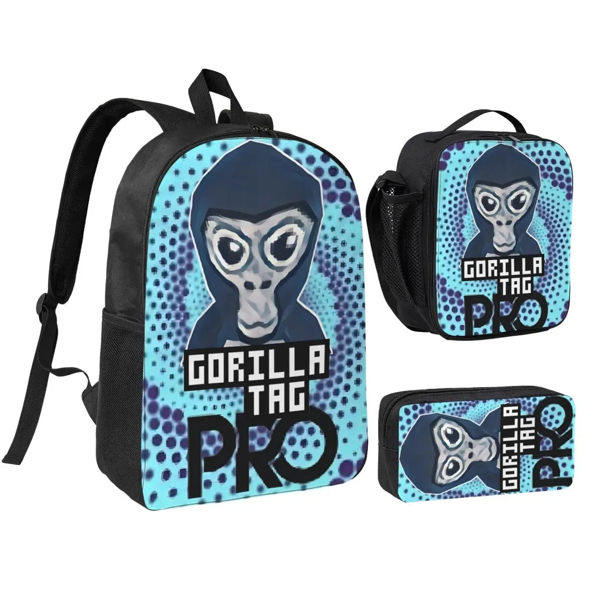 Stylish Black and White Gorilla Backpack Set for Teens | Versatile Bags