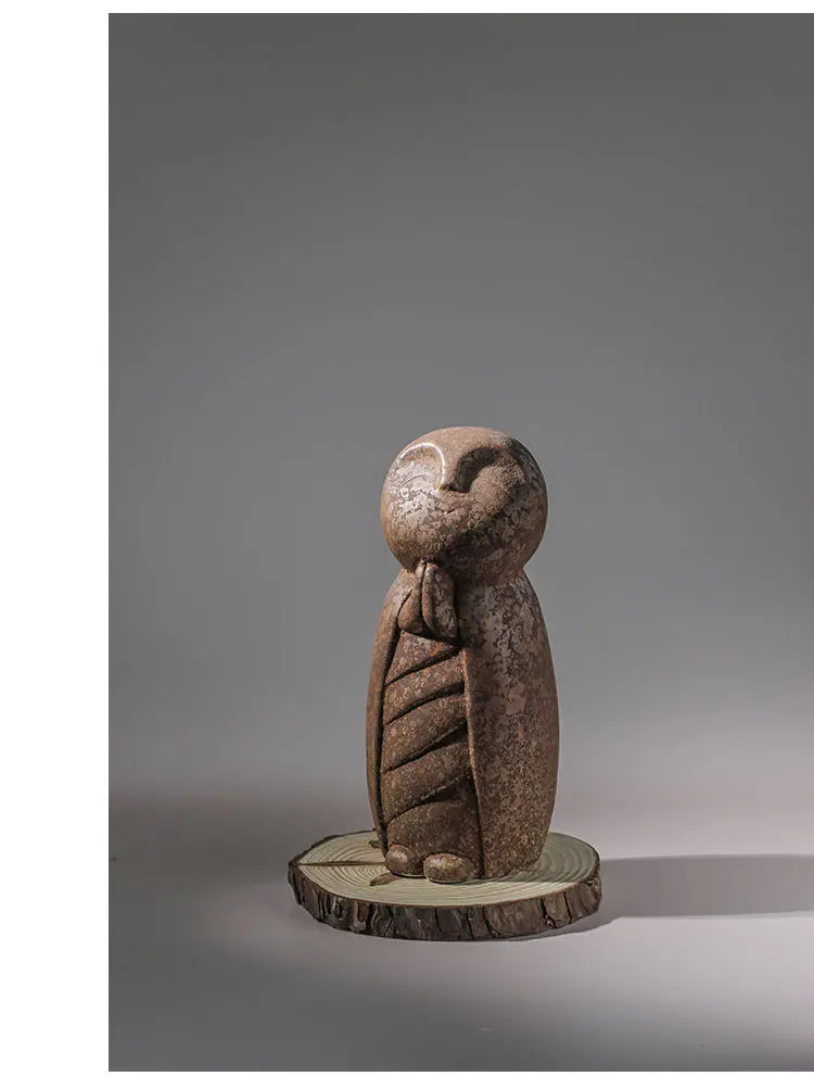Zen Monk Goddess Ceramic Statue Set | Vintage Asian Decor