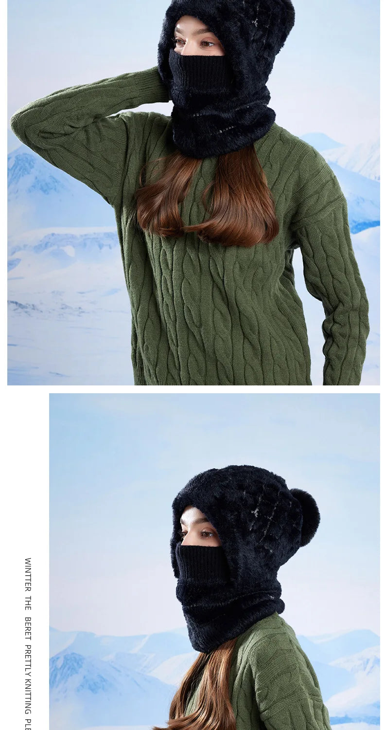 Women's 3-in-1 Fleece Lined Cycling Balaclava | Winter Windproof Hood