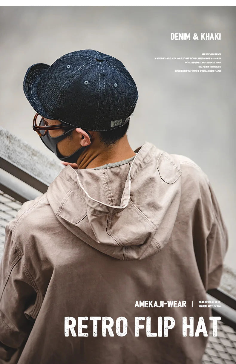 Men's Oversize Denim Golf Cap | Stylish Casual Newsboy Hat