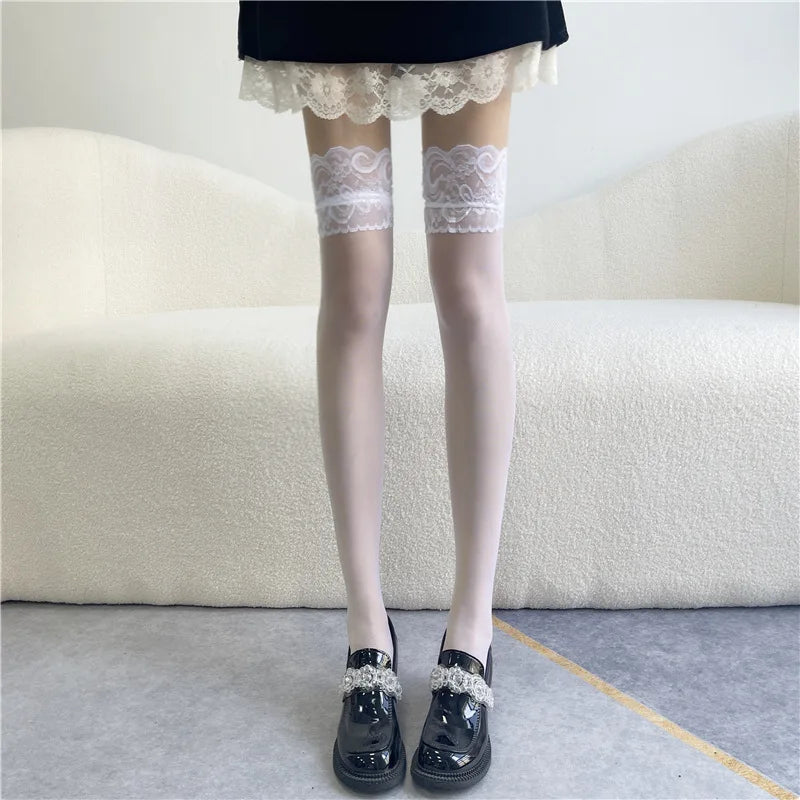 Women's Sexy Lace High Thigh Bow Stockings | Stylish Over-The-Knee