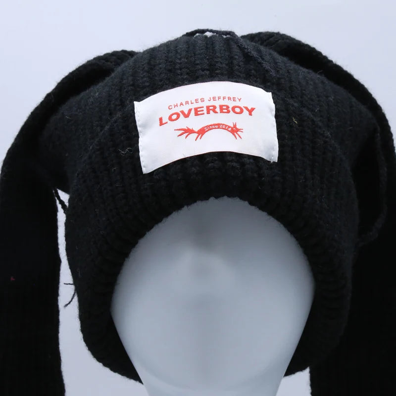Unisex Long Fox Ears Knitted Beanie | Y2K Bunny Rabbit Hat