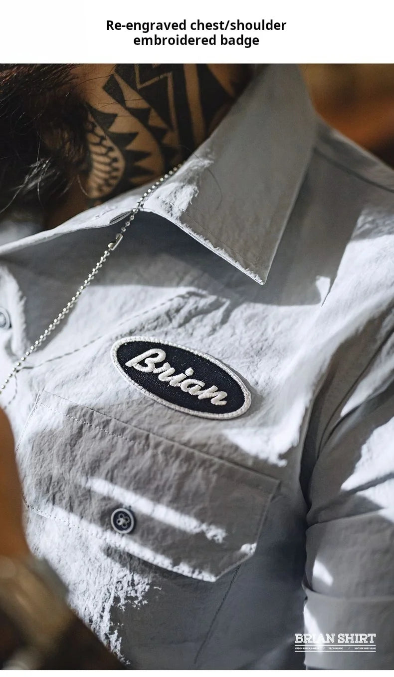Men's Gray Printed Cuban Collar Shirt | Lightweight Summer Top
