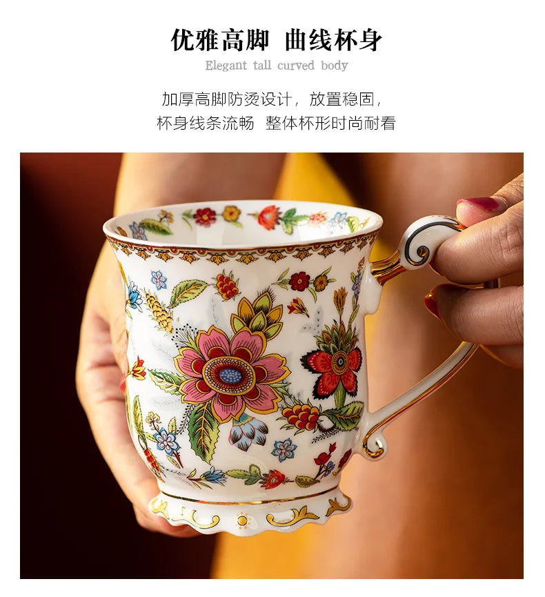 Creative French Blue and White Porcelain Coffee Mug | Retro Ceramic Drinkware