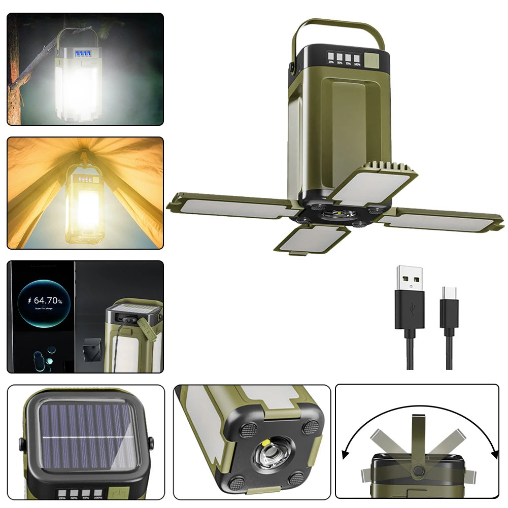 Rechargeable Waterproof Solar Camping Lantern | Portable & Foldable