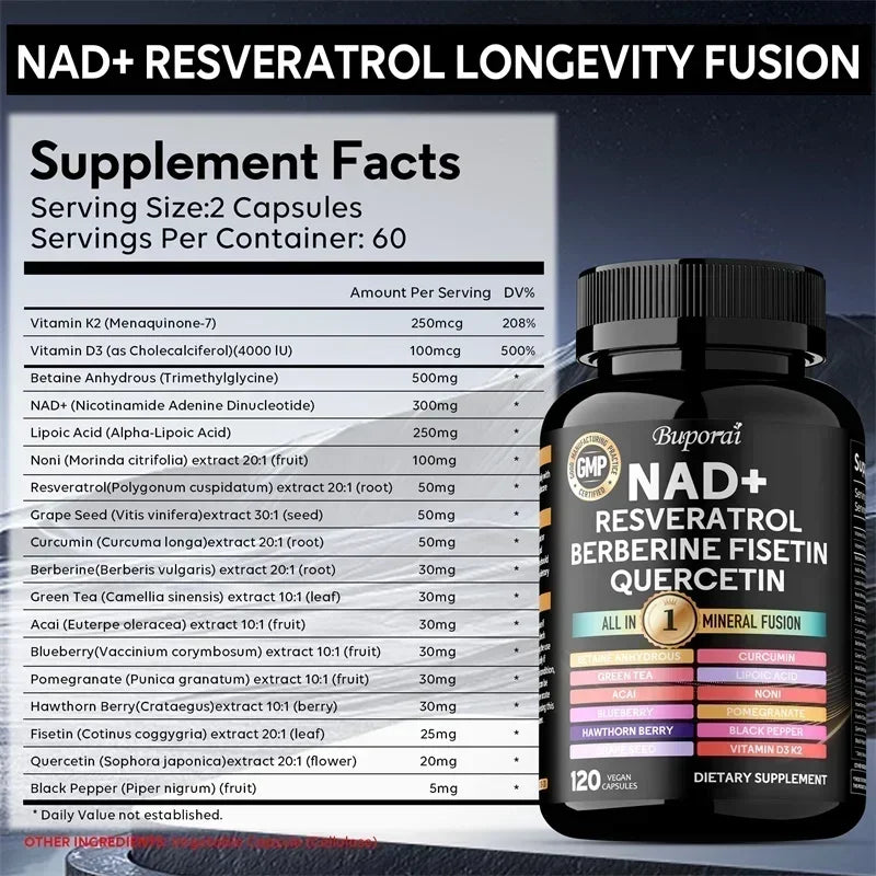 NAD Resveratrol Berberine Capsules | Supports Healthy Aging & Endurance