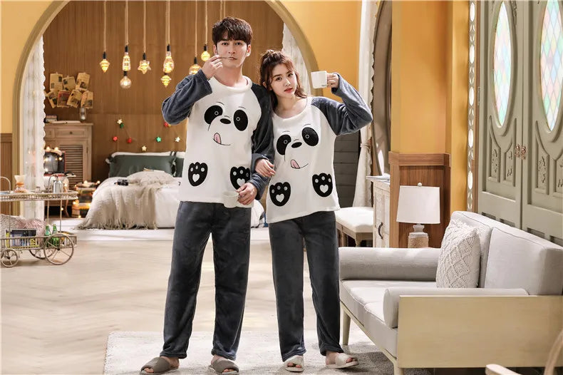Cozy Flannel Pajamas Set for Couples | Warm Homewear Comfort