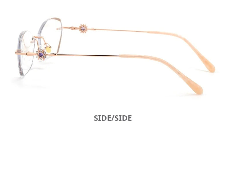 Stylish Rimless Cat's Eye Glasses | Anti Blue Light Prescription Eyewear