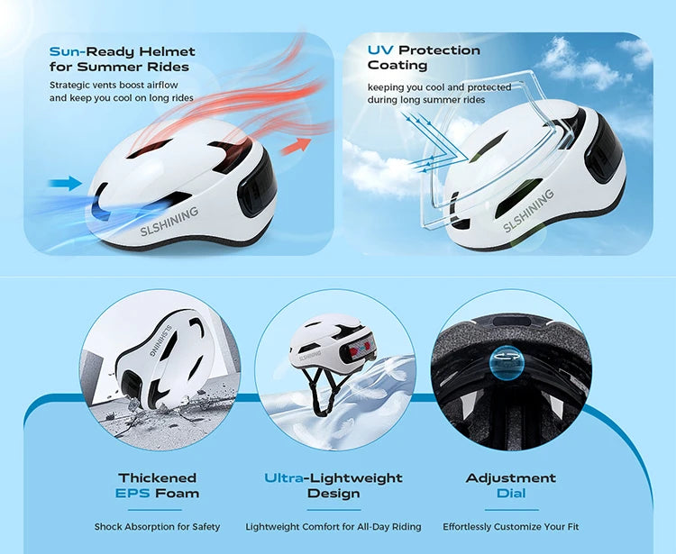 Adjustable Cycling Helmet with LED Display for All Riders