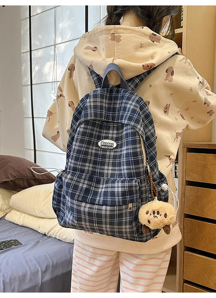 Large Capacity Plaid Backpack | Versatile Travel & School Bag