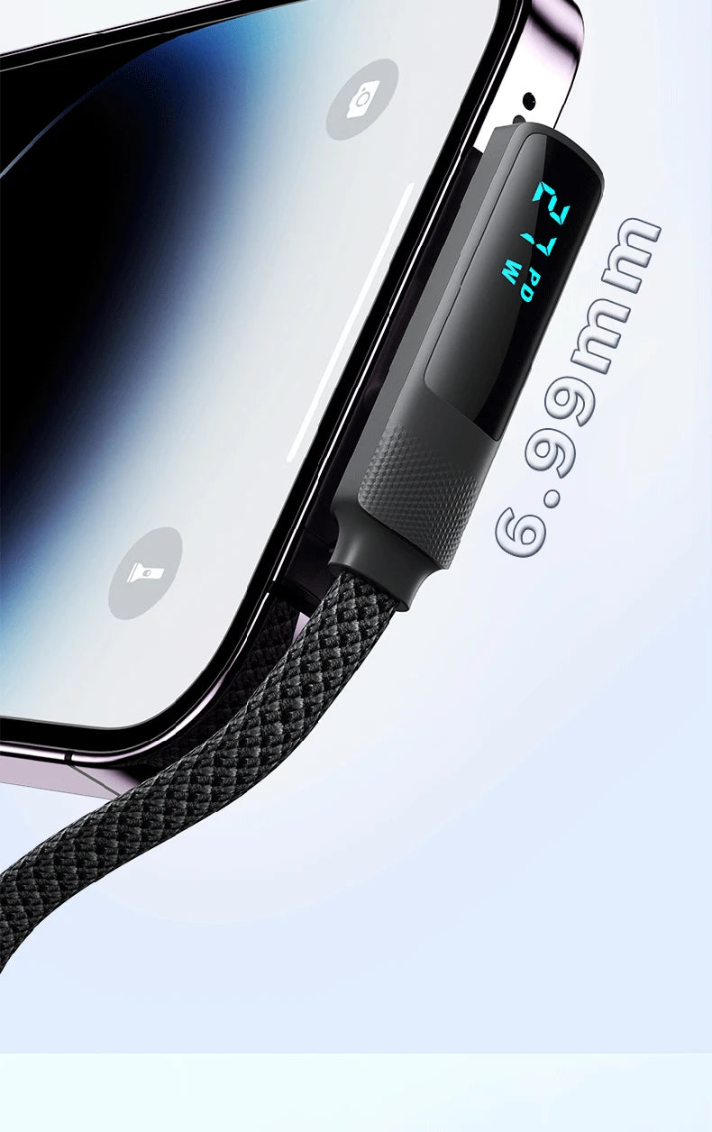 USB A to USB C PD 5A Fast Charging Cable,Right Angle LED Display Type-C Cable for iPhone 17,Samsung Galaxy S23,Huawei and Gaming