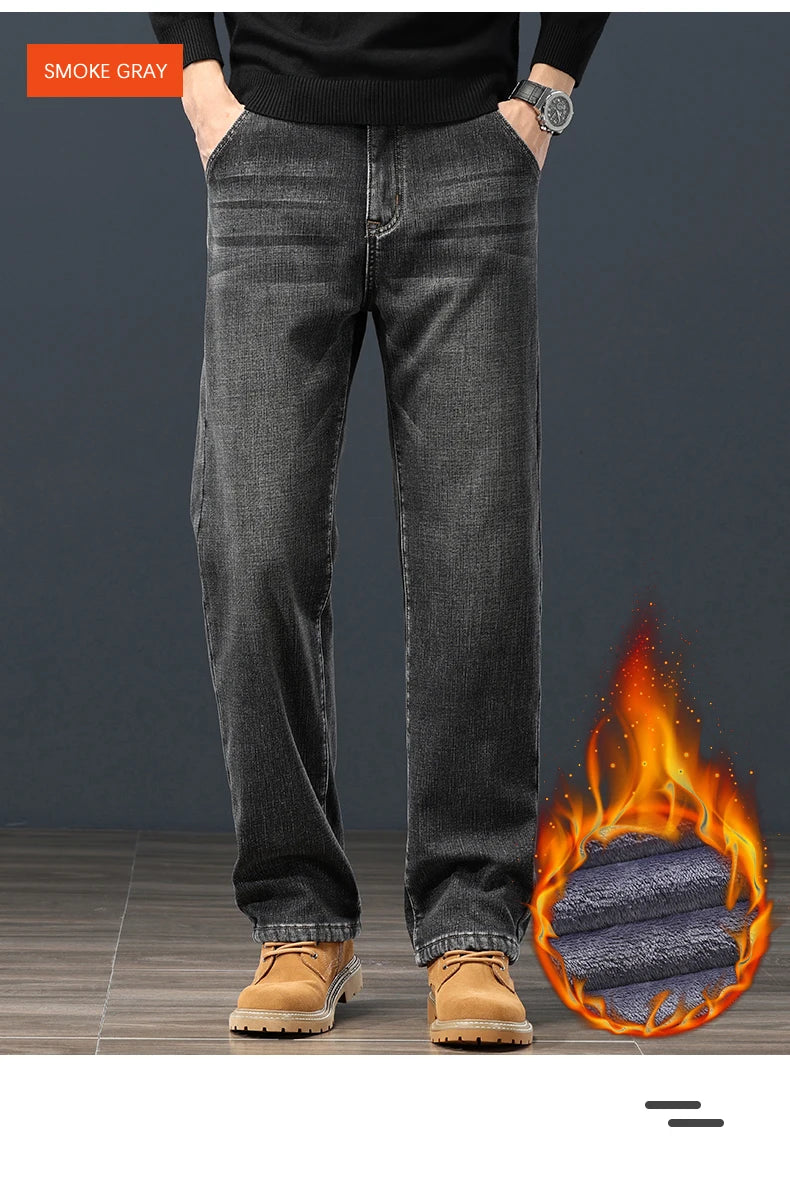 Winter Fleece Men's Jeans | Stylish Warm Denim for Cold Weather