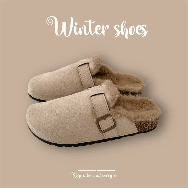 Cozy Winter Fur Clogs Slippers for Women | Plush Indoor/Outdoor